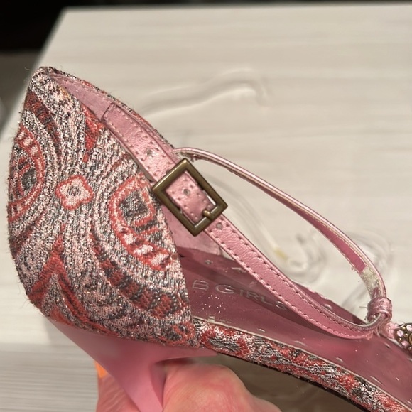 BCBG lWoman’s open toe paisley and beaded high heels Size 8.5 - Picture 8 of 10